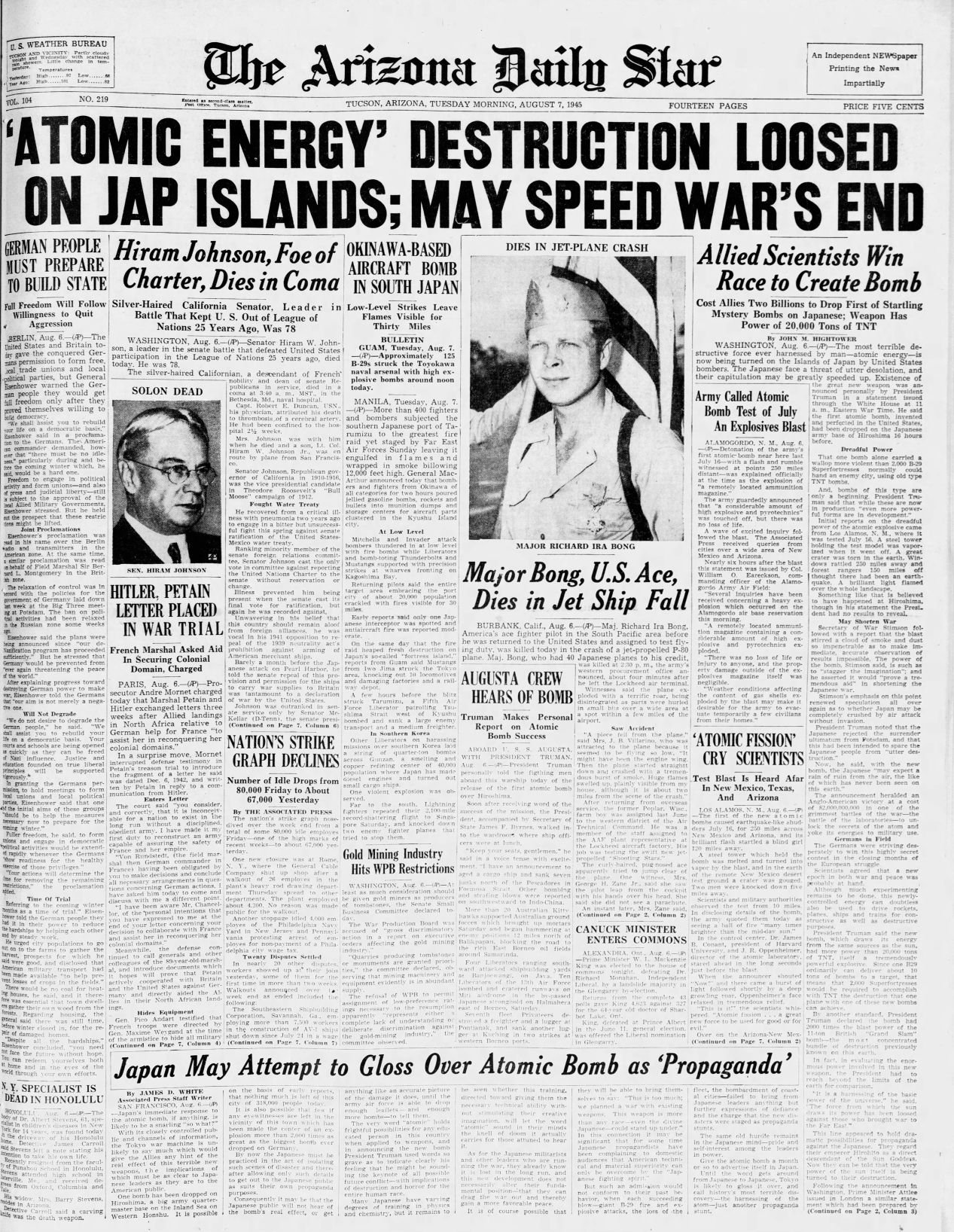 Aug. 7, 1945: Atomic bomb dropped on Hiroshima